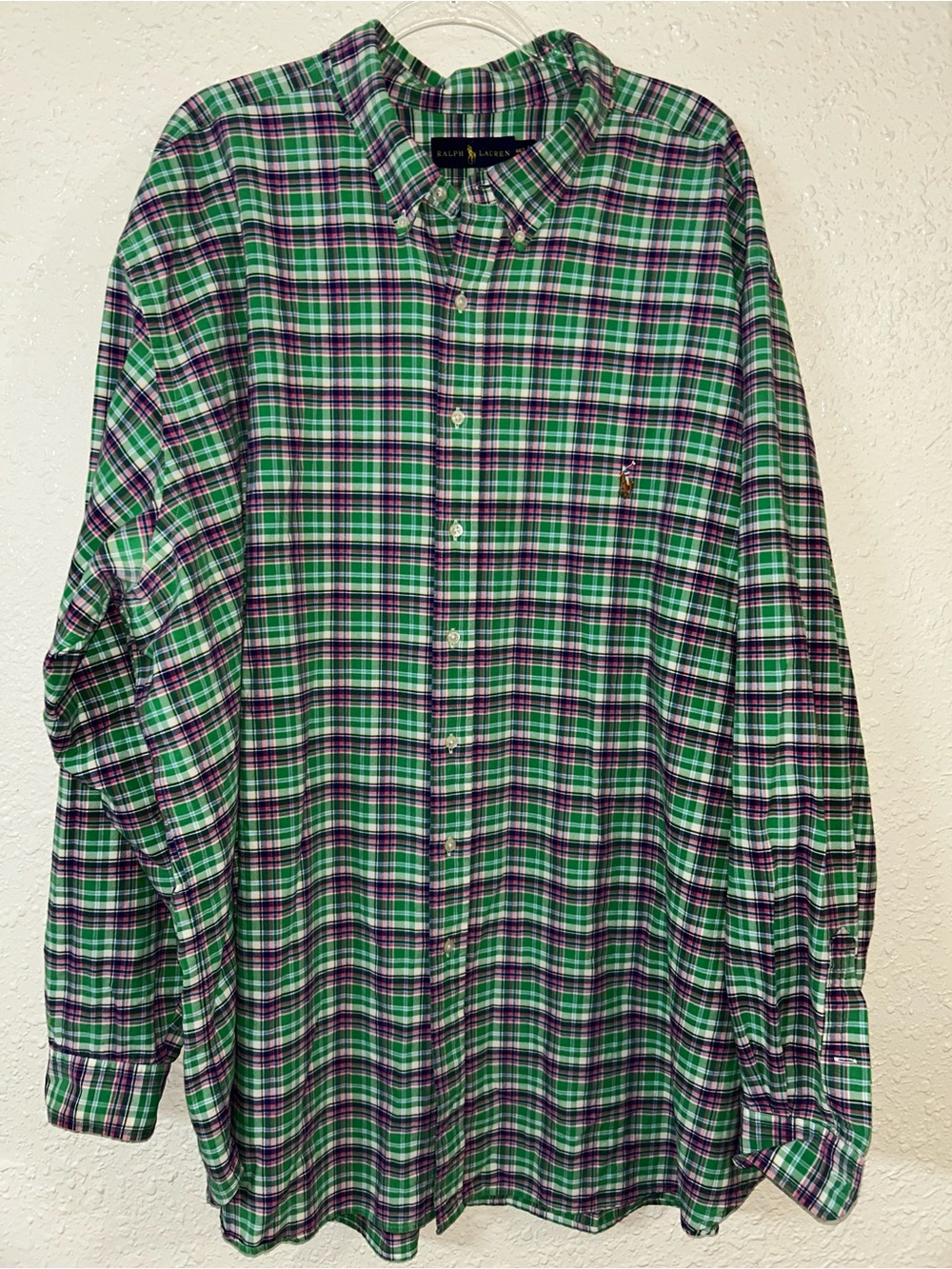 Ralph Lauren Green and Purple Plaid Button-Down Shirt